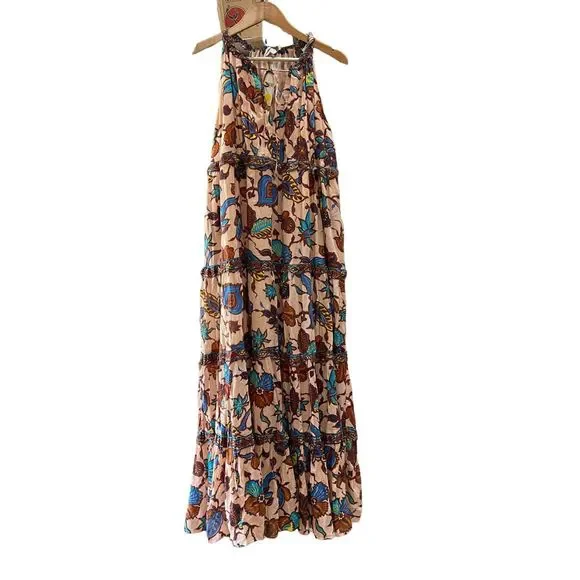 New Anthropologie x Love The Label Boho Printed Maxi Dress sz M - Picture 6 of 7